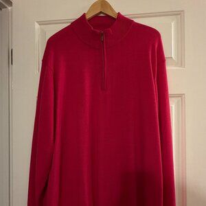 Woolx Enzo Men's 100% Merino Quarter Zip, Viva Magenta 2XL